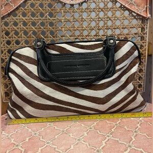 Adrienne Vittadini zebra print calf hair satchel